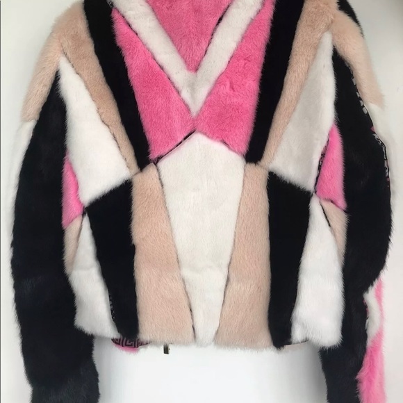 VERSACE Color Block Mink Jacket BNWT - Picture 6 of 10
